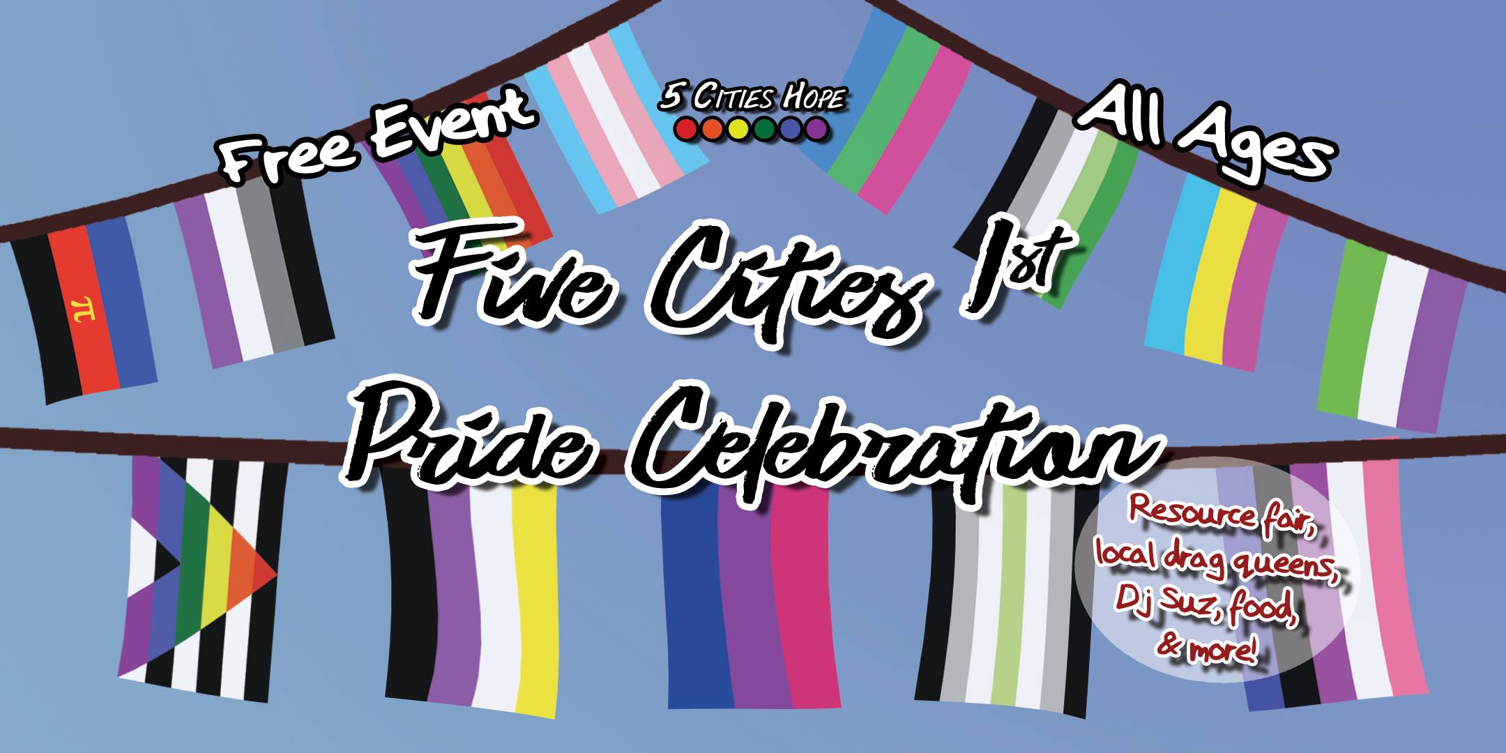 Five Cities Pride event flyer